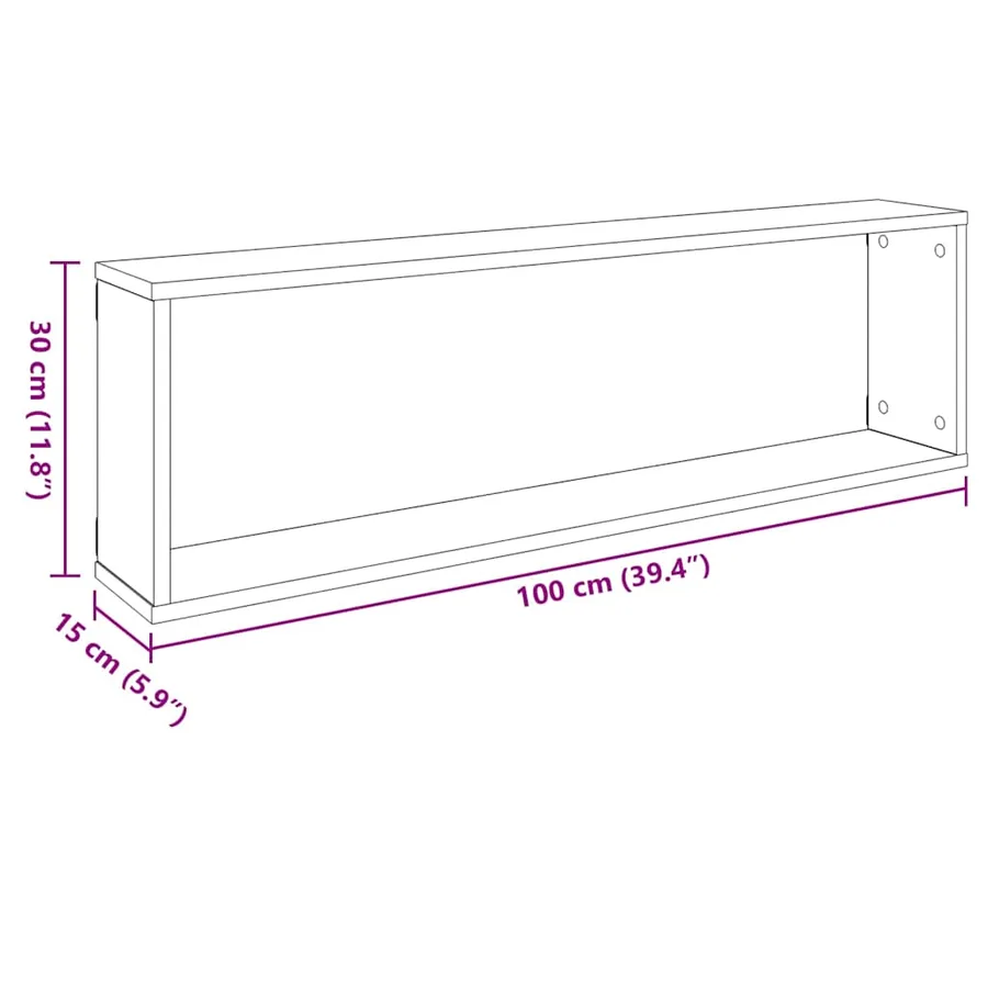 Étagères cube murales 4 pcs gris béton bois d'ingénierie - 11