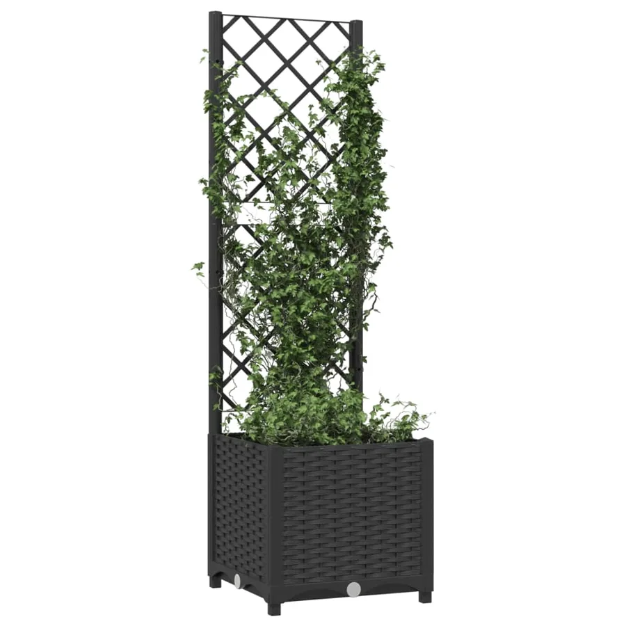 Jardinière de jardin avec treillis Noir 40x40x136 cm PP - 3