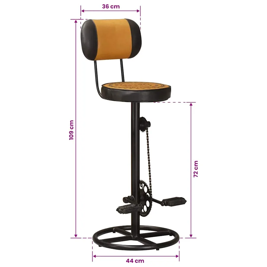 Tabouret de bar imprimé en toile lot de 2 cuir chèvre véritable - 11