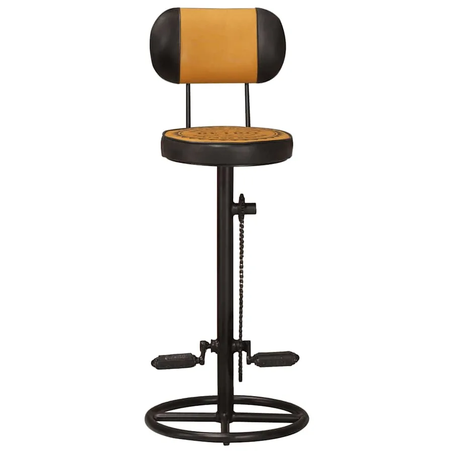 Tabouret de bar imprimé en toile lot de 2 cuir chèvre véritable - 3