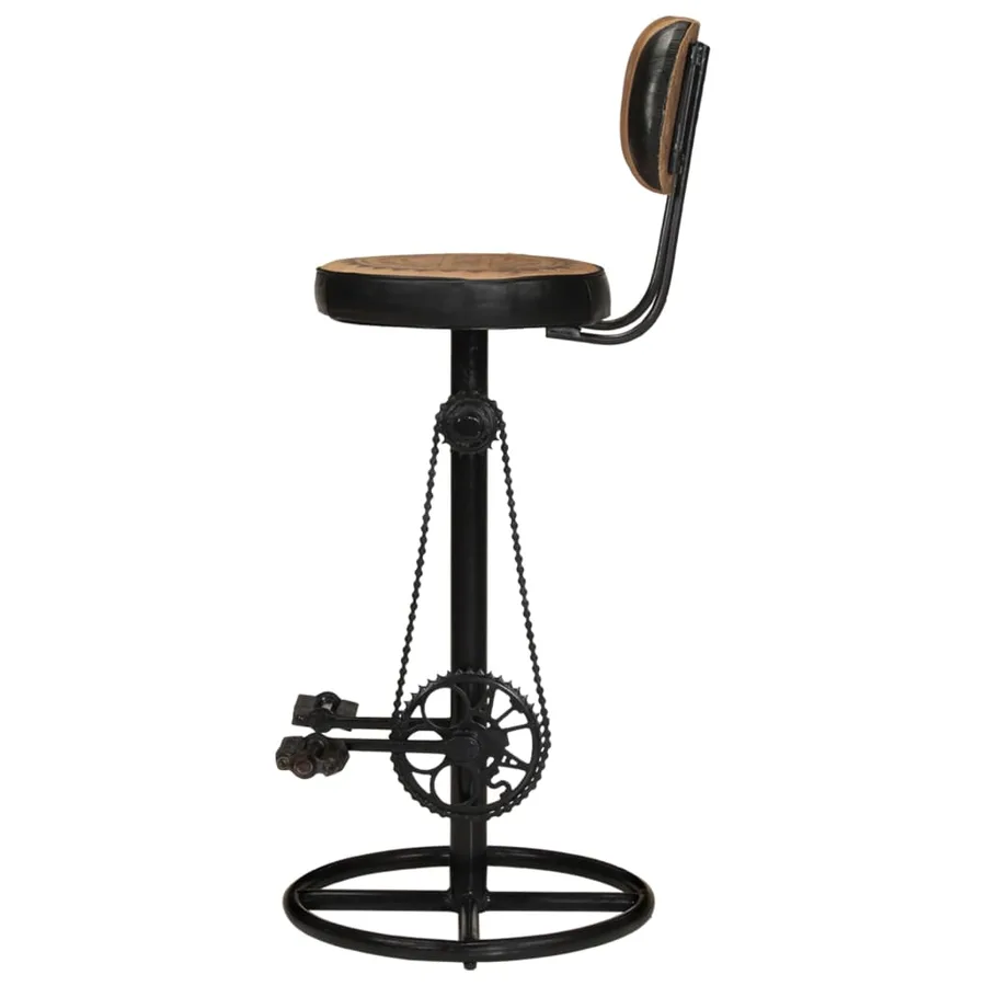 Tabouret de bar imprimé en toile lot de 2 cuir chèvre véritable - 4
