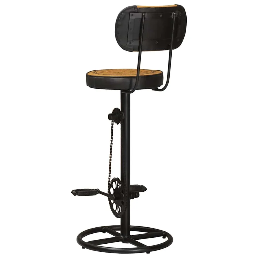 Tabouret de bar imprimé en toile lot de 2 cuir chèvre véritable - 5