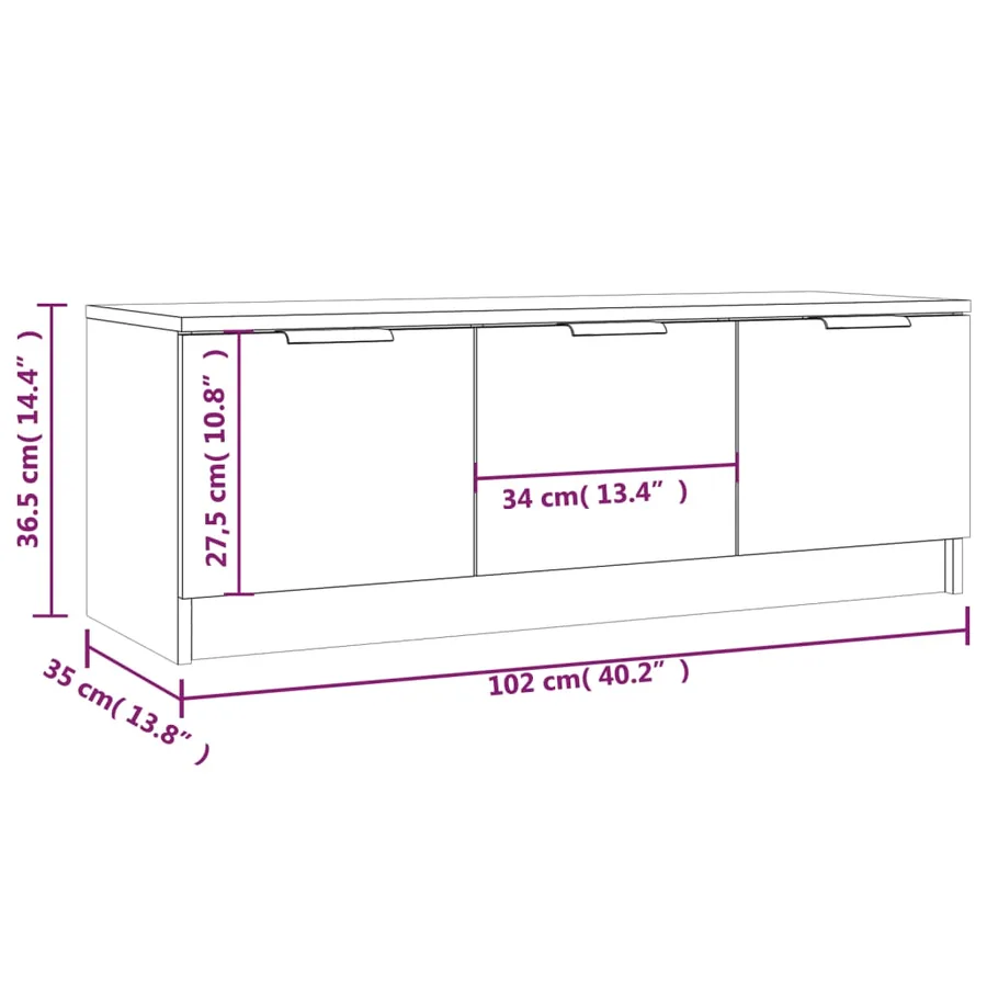 Meuble TV Chêne sonoma 102x35x36,5 cm Bois d'ingénierie - 10