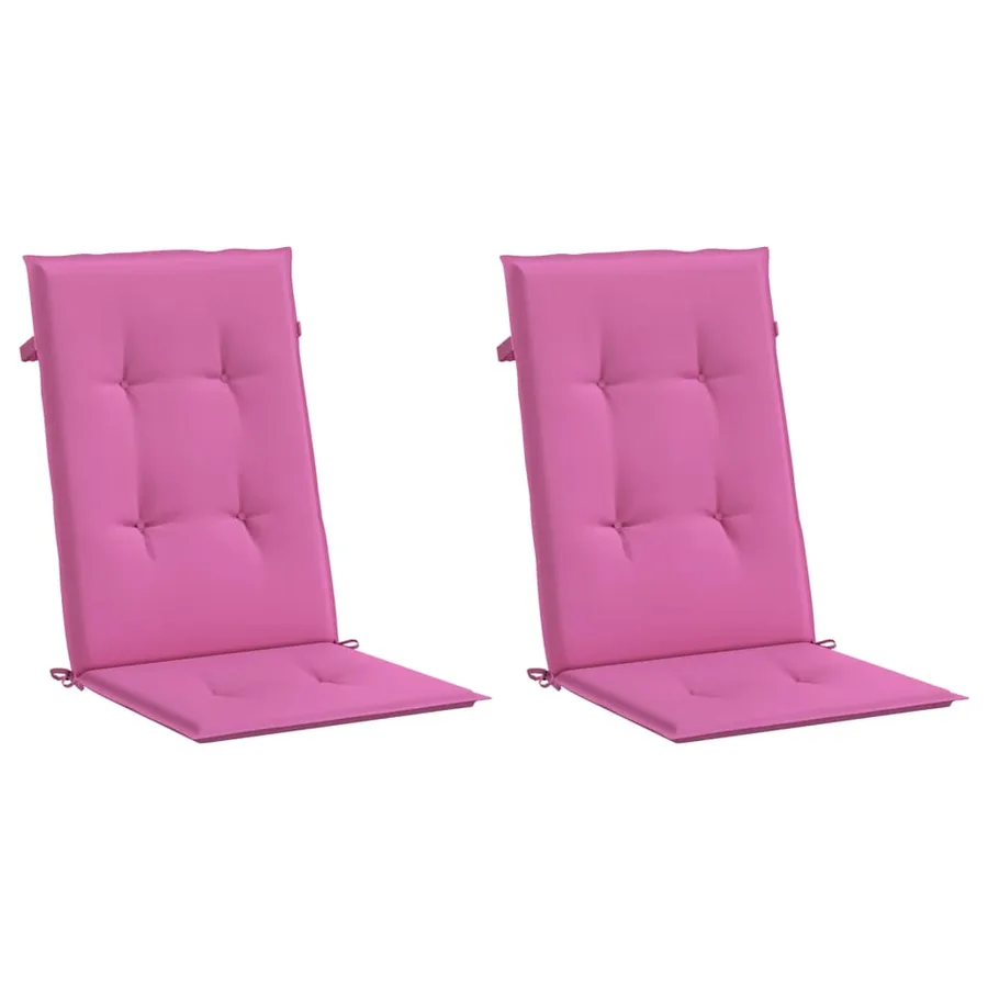 Coussins de chaise de jardin à dossier haut lot de 2 rose tissu - 3