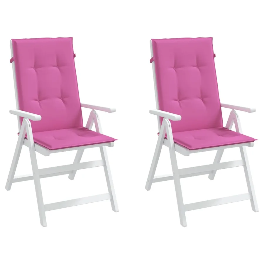 Coussins de chaise de jardin à dossier haut lot de 2 rose tissu - 4