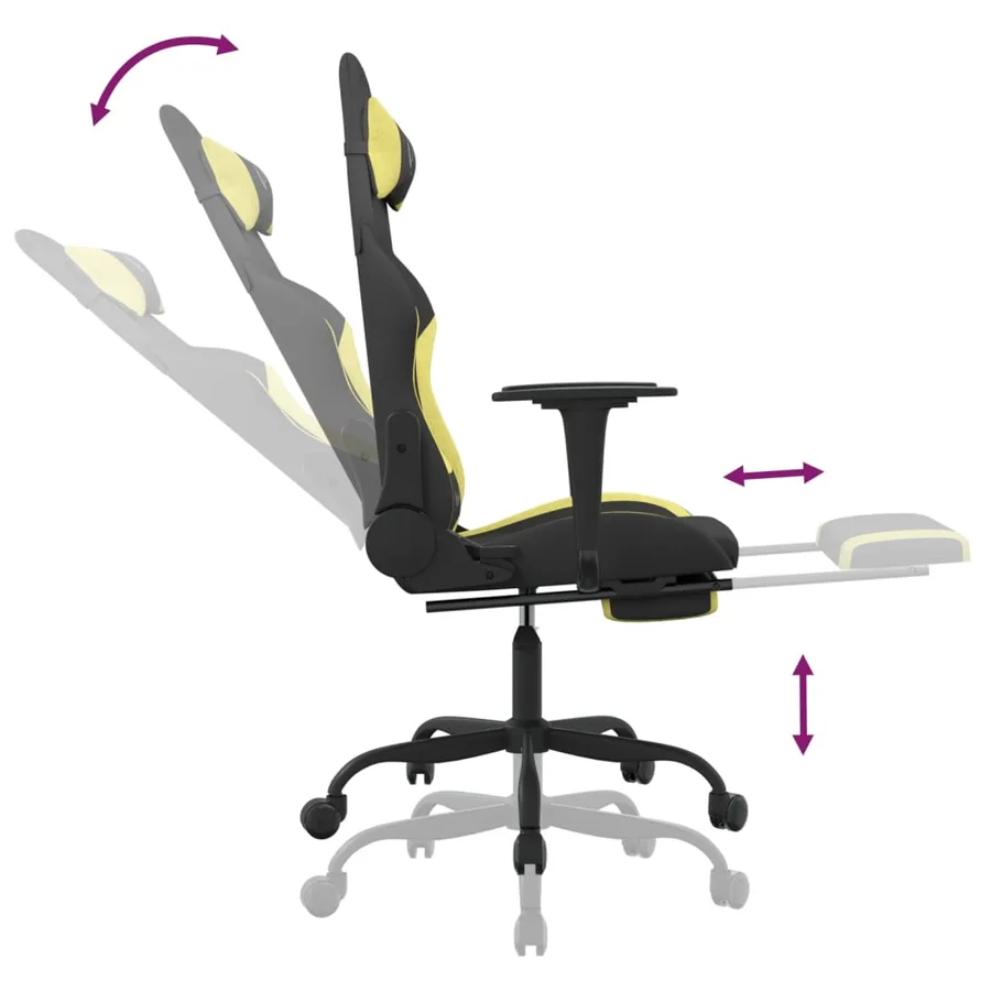 Chaise de jeu de massage avec repose-pied Noir et vert clair - 11