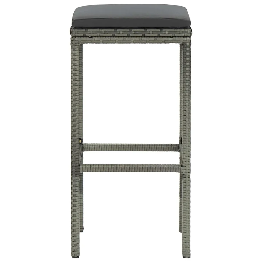 Tabourets de bar avec coussins lot de 3 gris résine tressée - 4