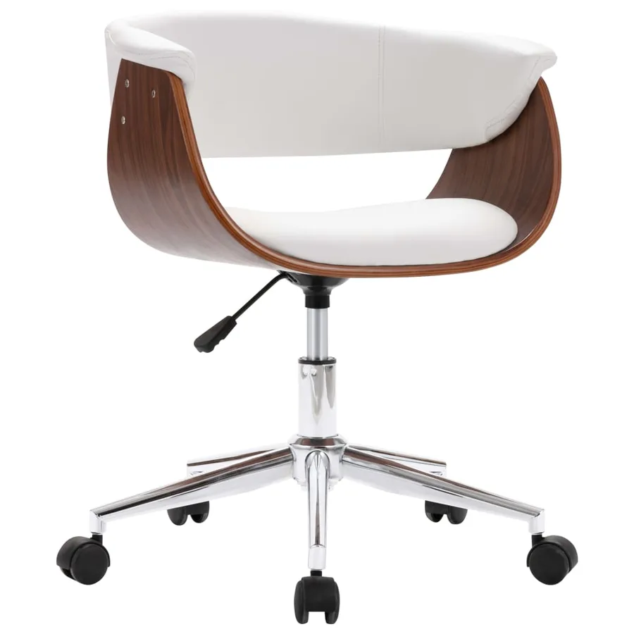 Chaise pivotante à manger Blanc Bois courbé et similicuir - 2