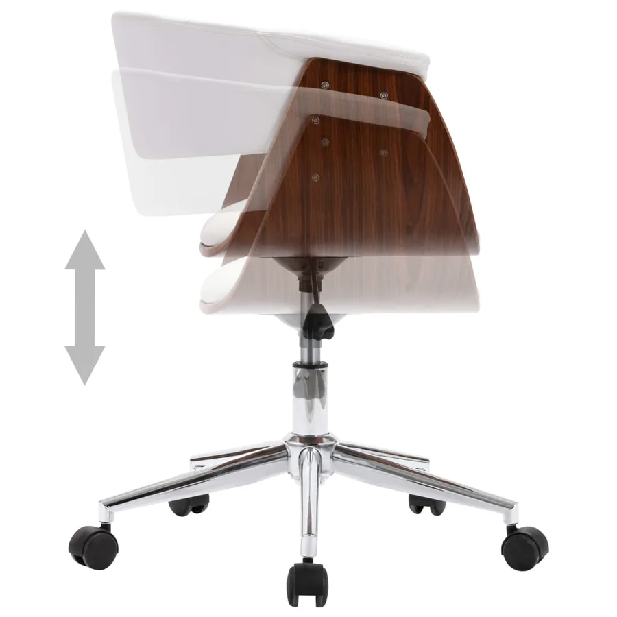 Chaise pivotante à manger Blanc Bois courbé et similicuir - 5