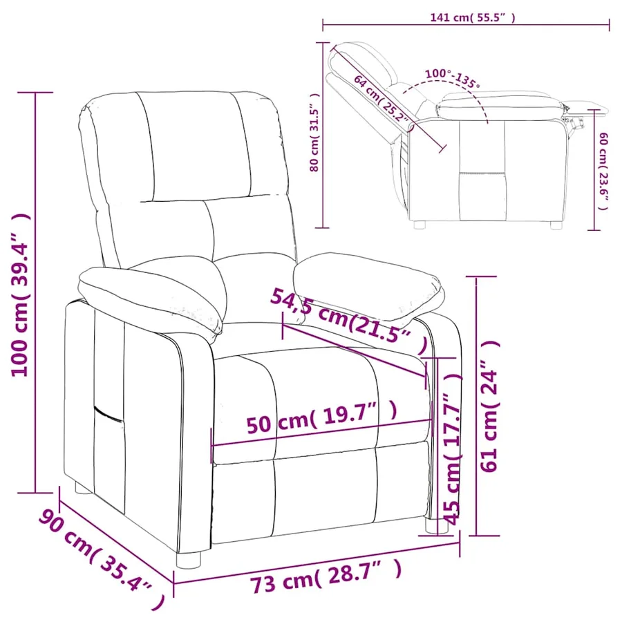Fauteuil inclinable Noir Tissu - 10
