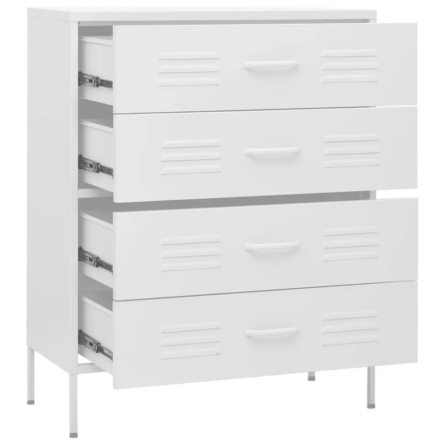 Commode Blanc 80x35x101,5 cm Acier - 6