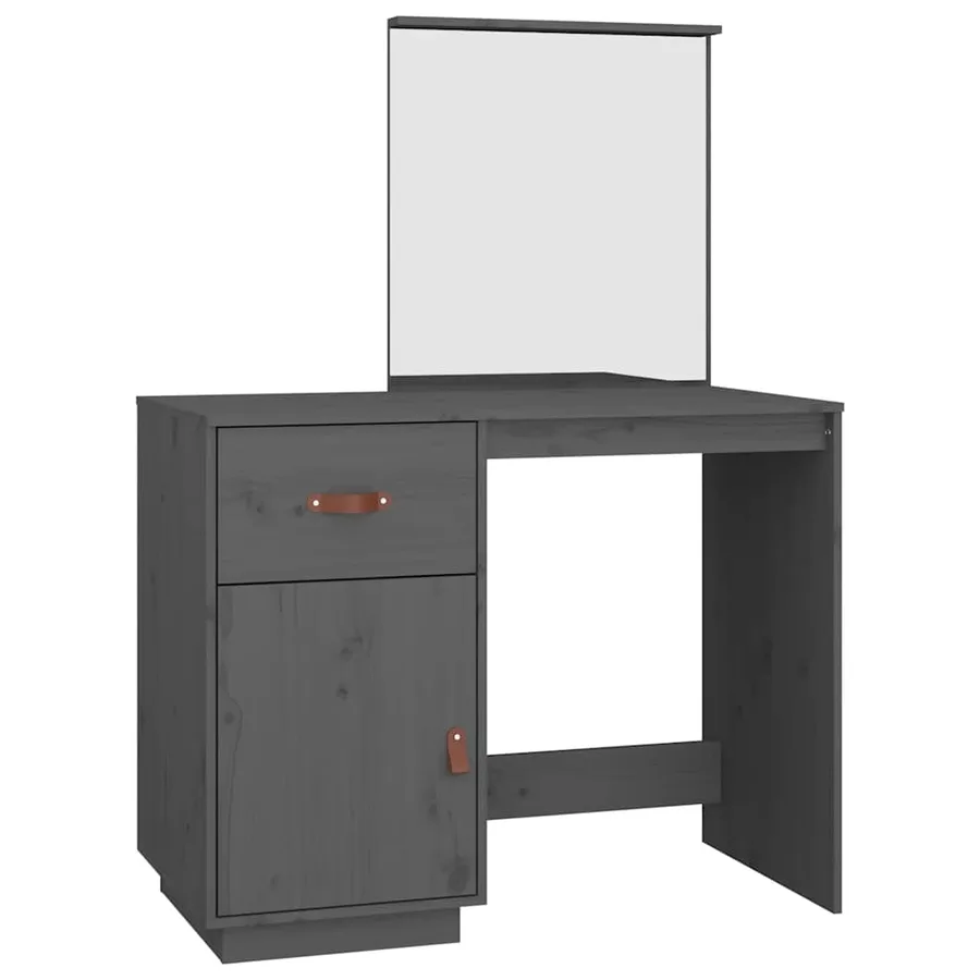 Coiffeuse Gris 95x50x134 cm Bois de pin massif - 2
