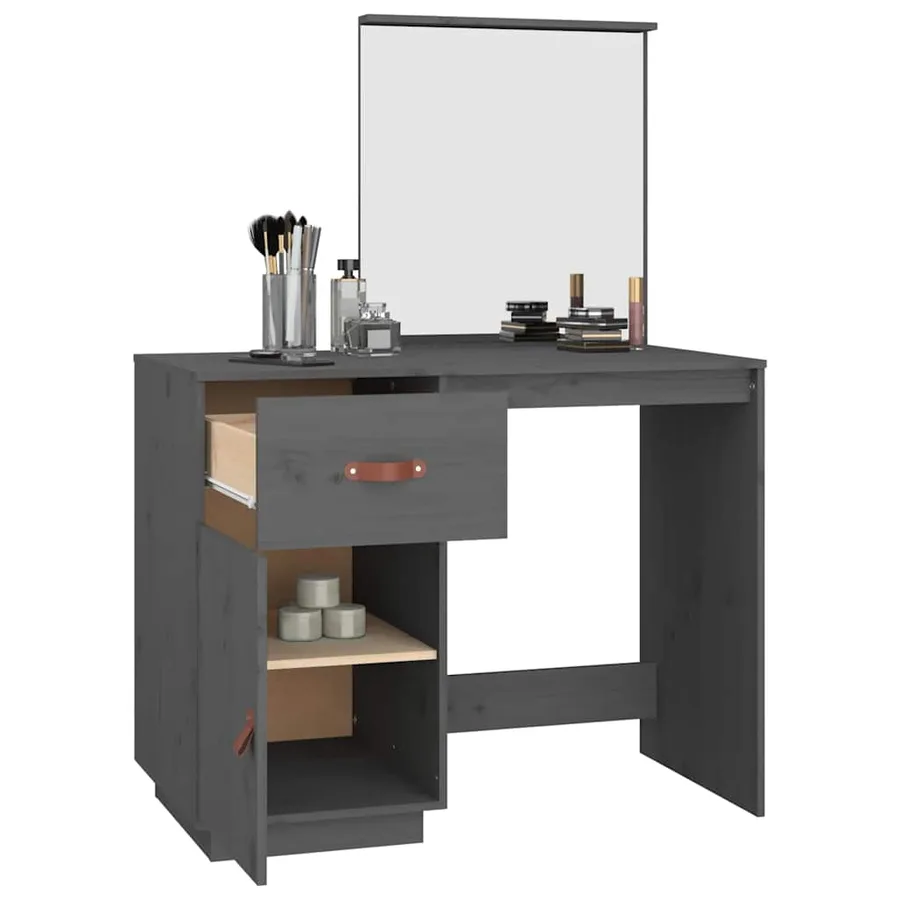 Coiffeuse Gris 95x50x134 cm Bois de pin massif - 5
