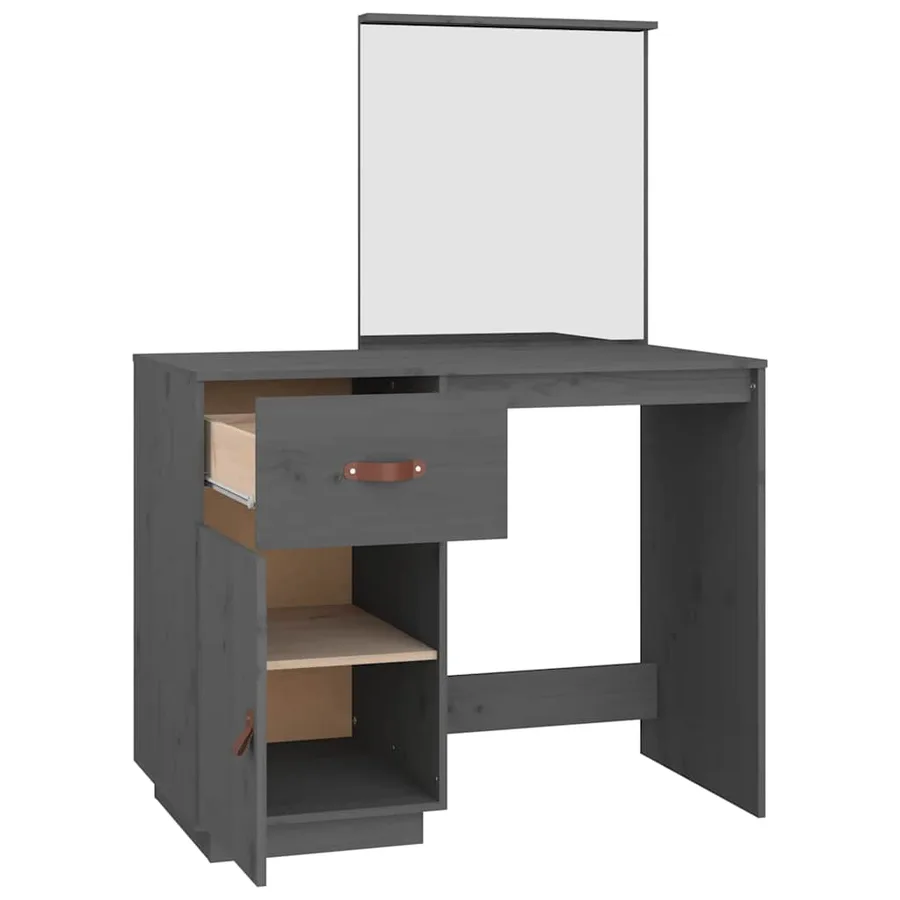 Coiffeuse Gris 95x50x134 cm Bois de pin massif - 8