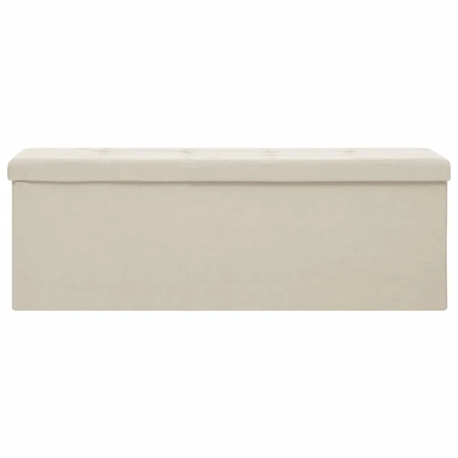 Banc de rangement pliable Blanc crème Faux lin - 3