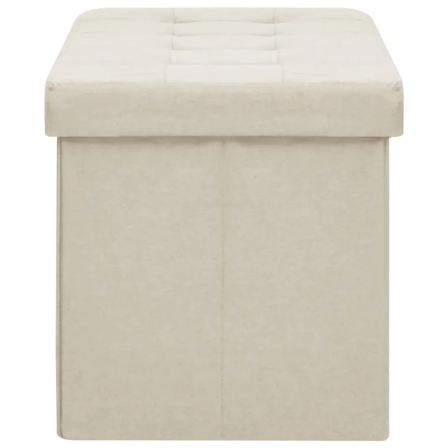 Banc de rangement pliable Blanc crème Faux lin - 4