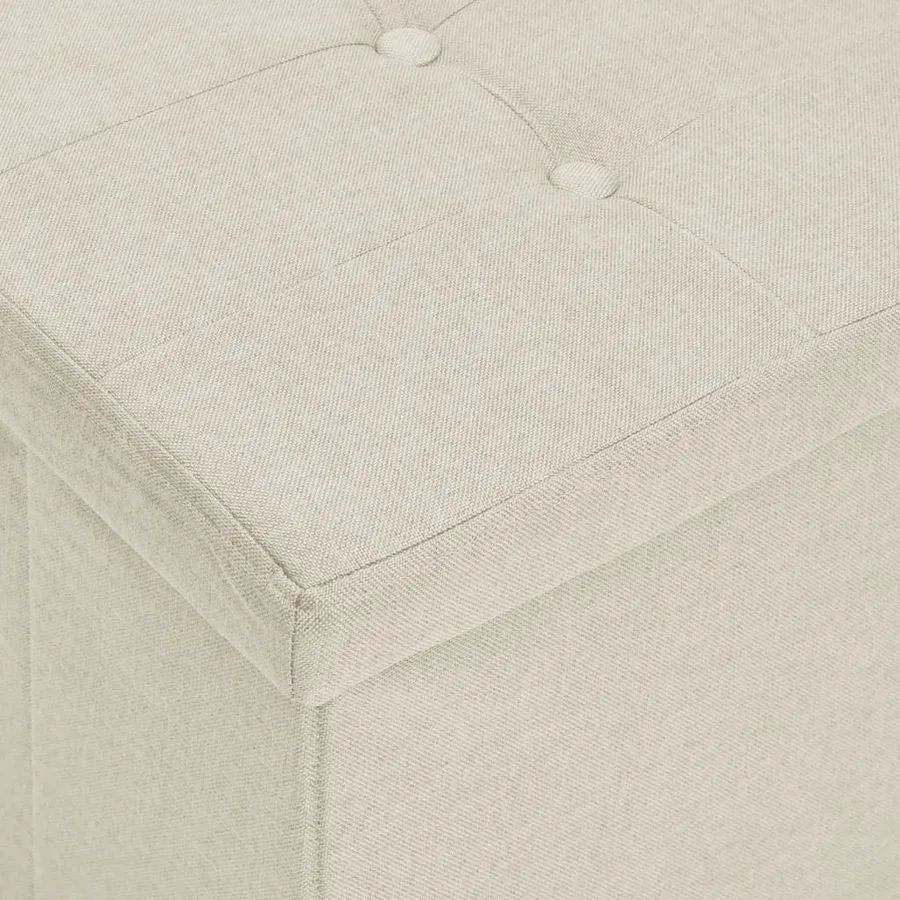 Banc de rangement pliable Blanc crème Faux lin - 7