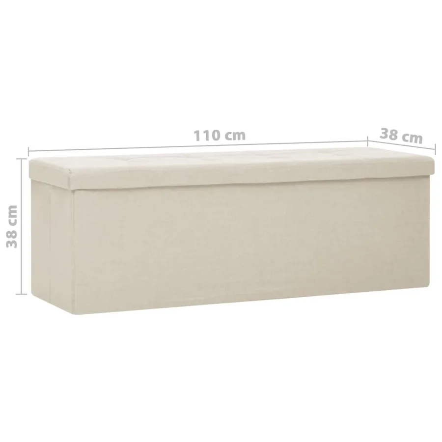 Banc de rangement pliable Blanc crème Faux lin - 8
