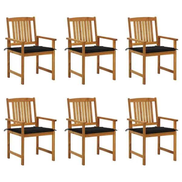 Chaises de jardin avec coussins lot de 6 Bois d'acacia massif