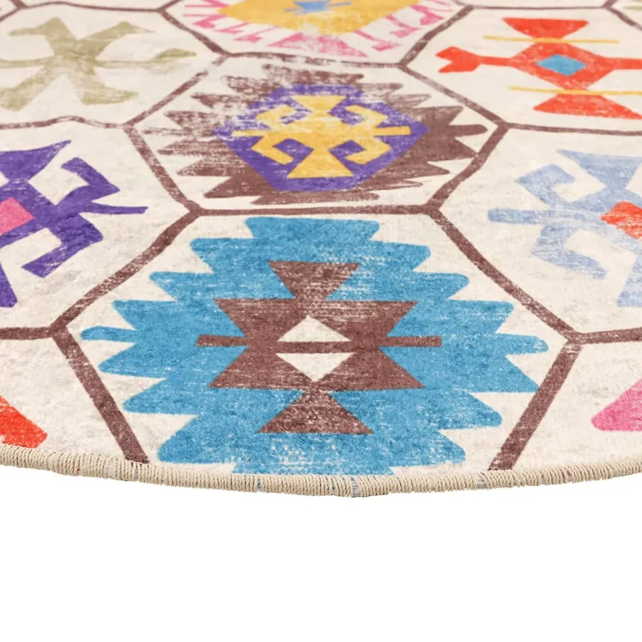 Tapis lavable multicolore Ø 120 cm - 4
