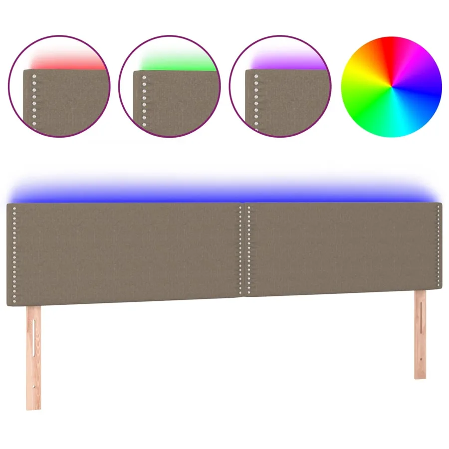 Tête de lit à LED Taupe 200x5x78/88 cm Tissu - 2