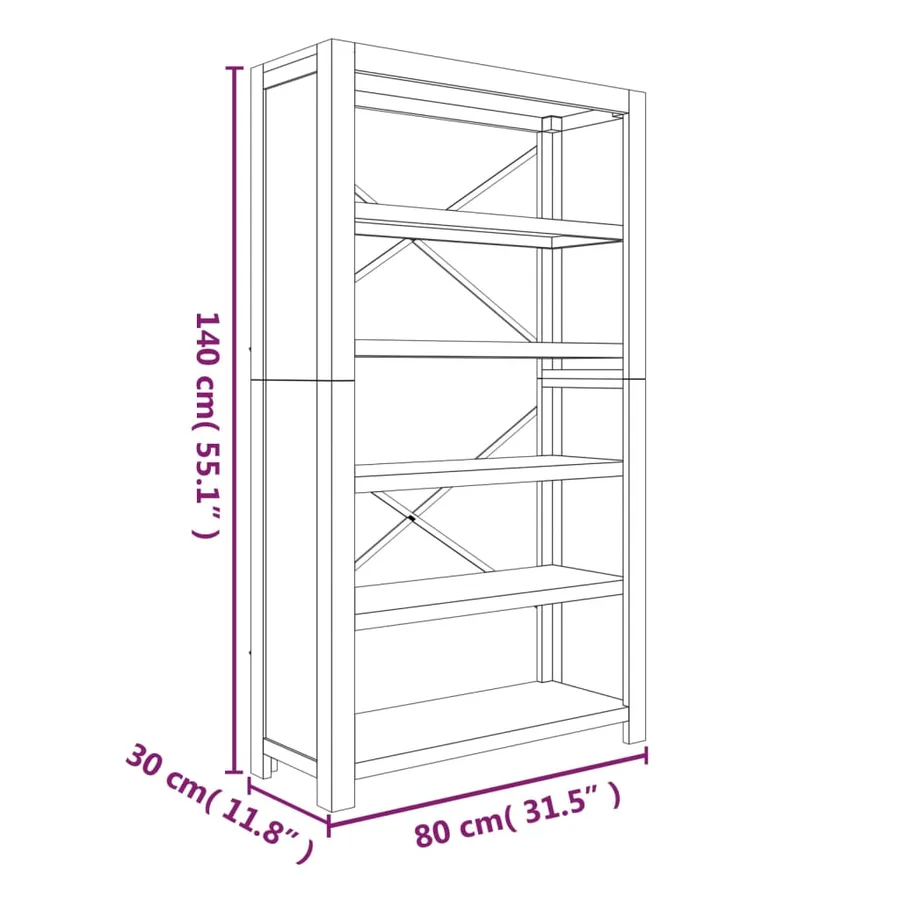 Bibliothèque 5 niveaux 80x30x140 cm Bois solide d'acacia - 8