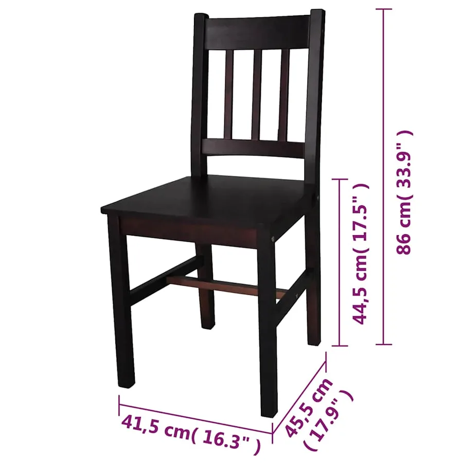 Chaises à manger lot de 2 marron foncé pinède - 5