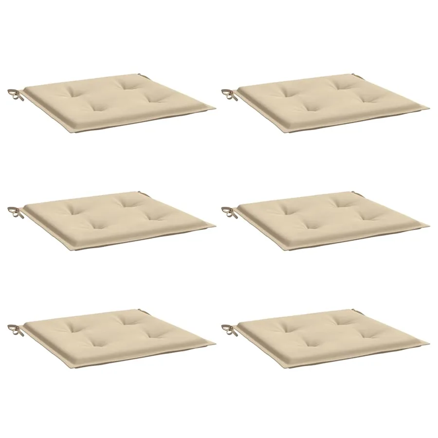 Coussins de chaise jardin lot de 6 beige 40x40x4cm tissu oxford - 3