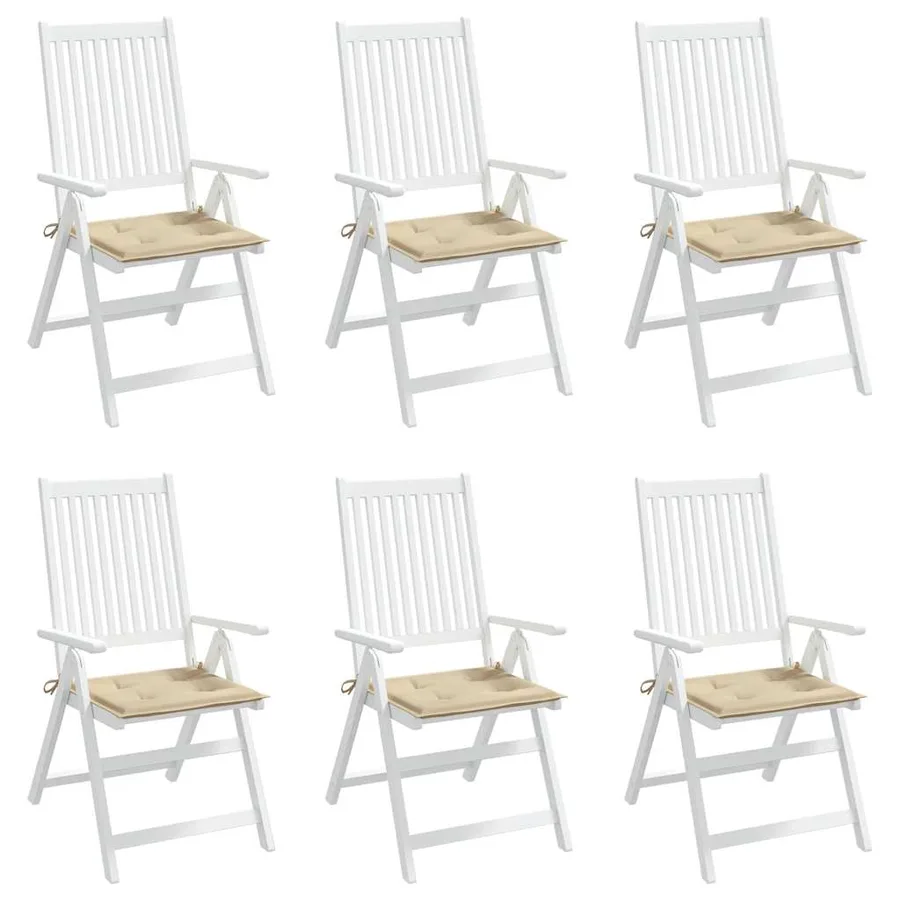 Coussins de chaise jardin lot de 6 beige 40x40x4cm tissu oxford - 4