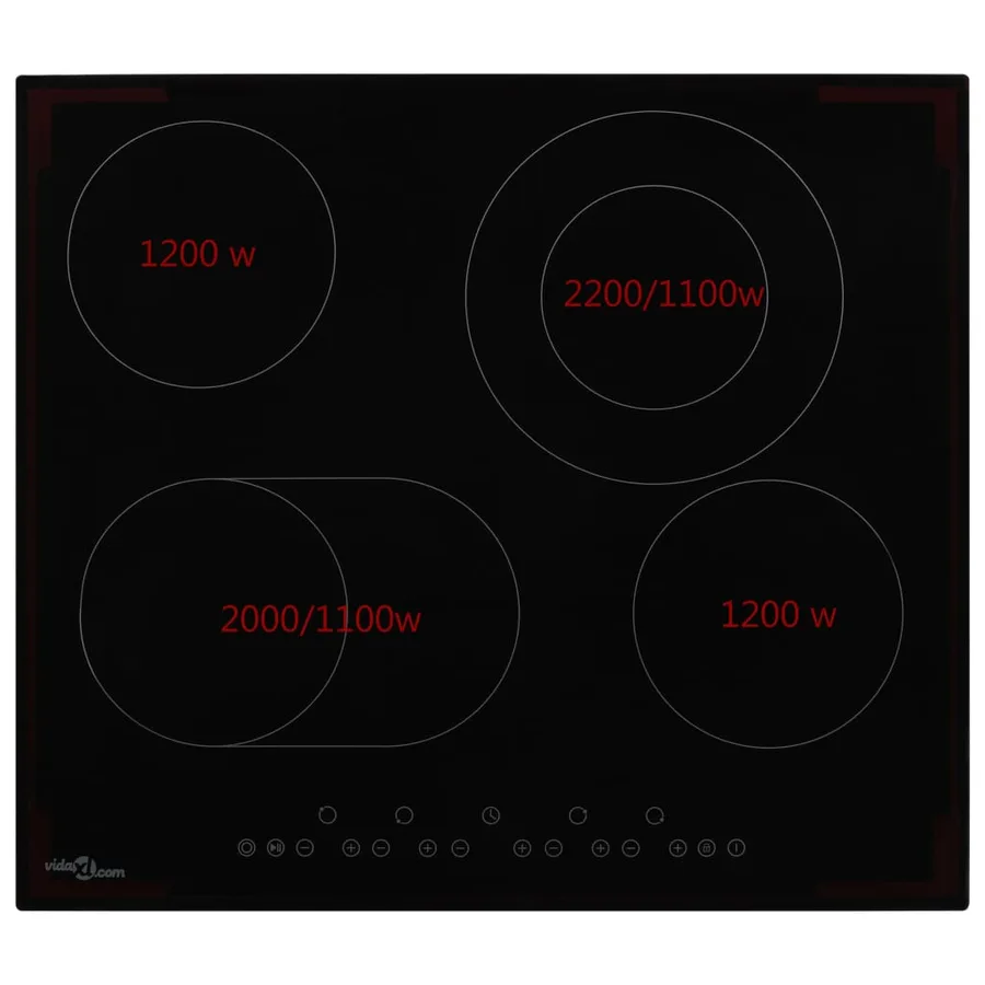 Plaque de cuisson Céramique 4 brûleurs Contrôle tactile 6600 W - 2