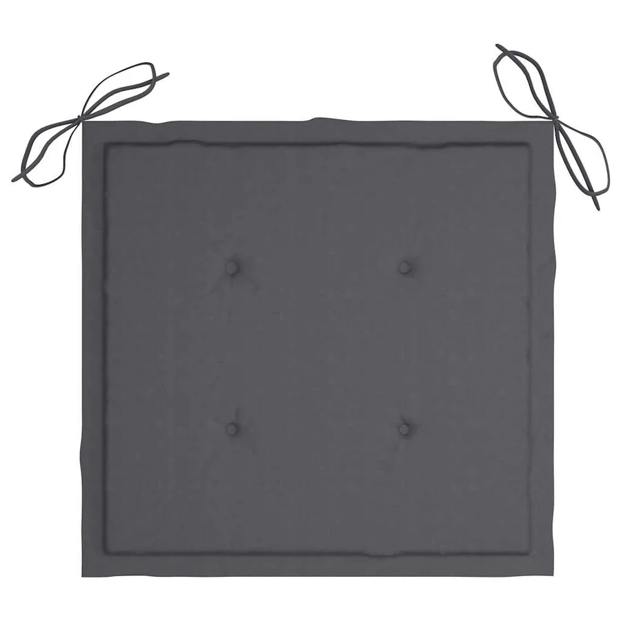 Chaises de jardin lot de 4 avec coussins anthracite Teck solide - 7
