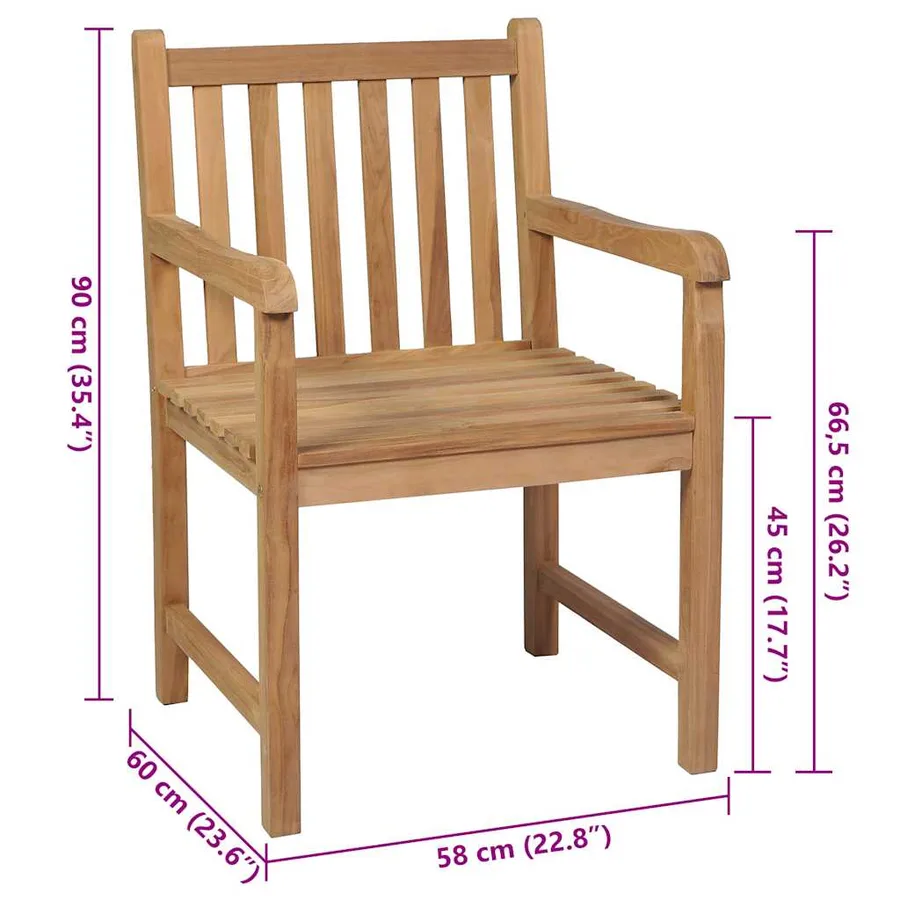 Chaises de jardin lot de 4 avec coussins anthracite Teck solide - 9