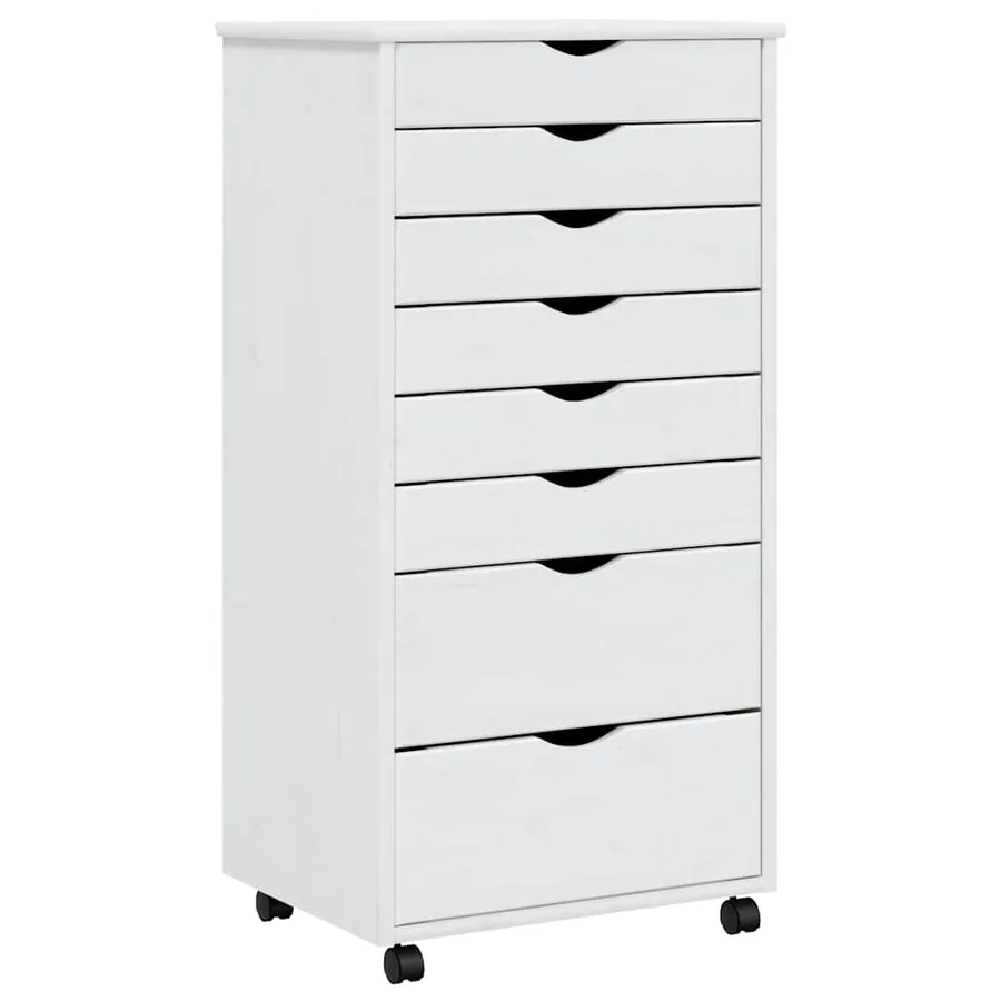Armoire roulante avec tiroirs MOSS blanc bois de pin solide - 2