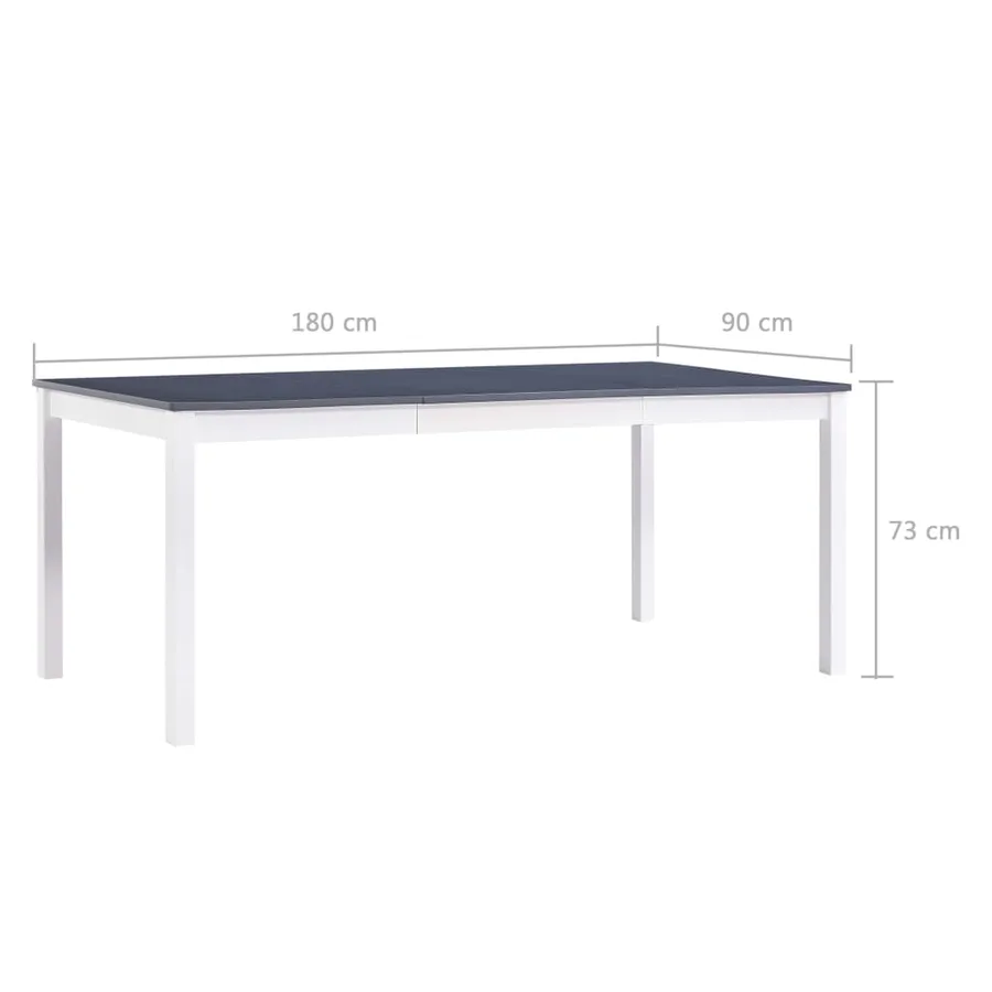 Table à manger Blanc et gris 180x90x73 cm Bois de pin - 6