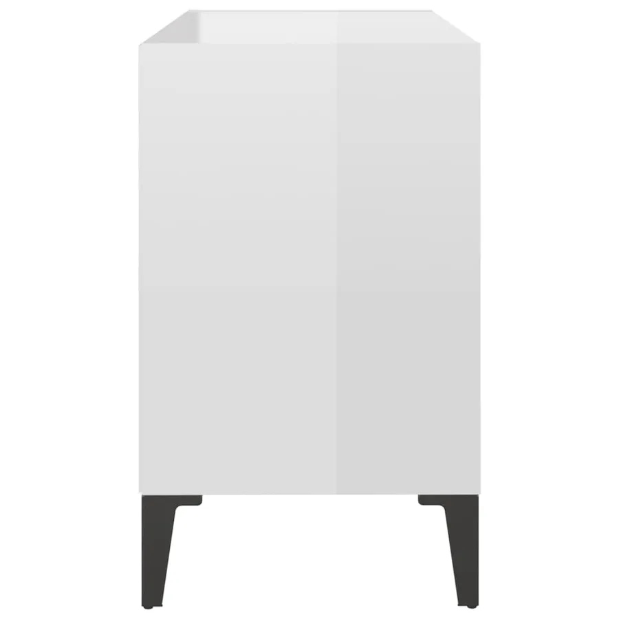 Meuble TV avec pieds en métal Blanc brillant 69,5x30x50 cm - 5