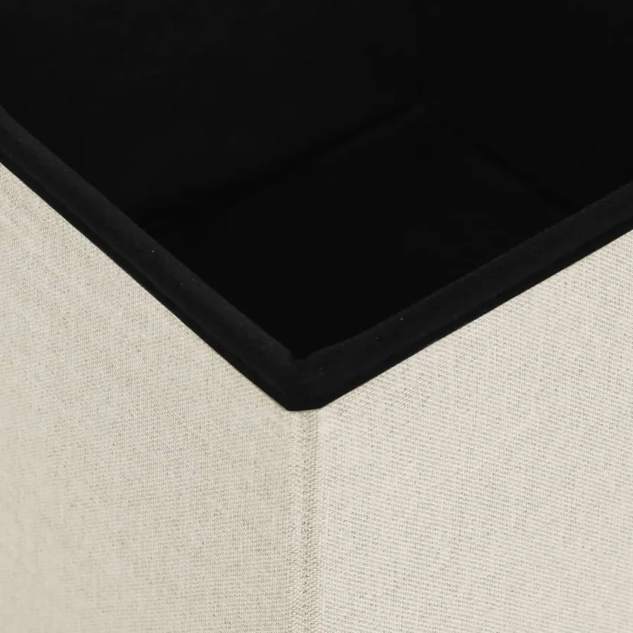 Tabourets de rangement pliables lot de 2 blanc crème Faux lin - 7