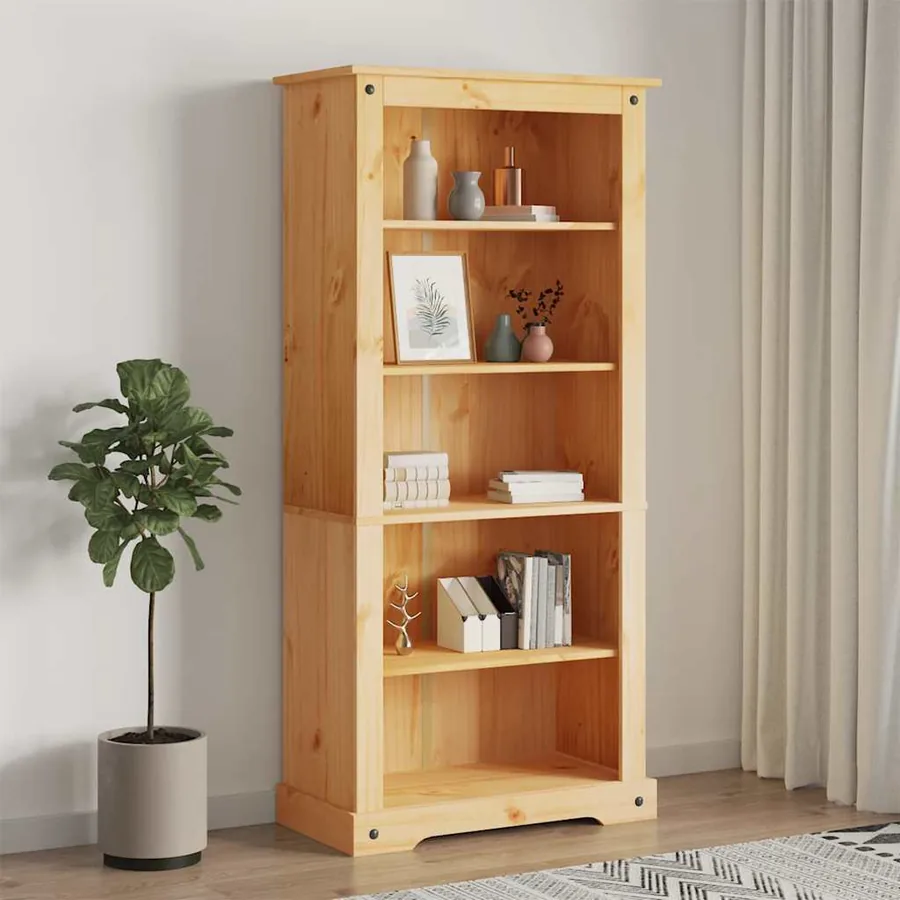 Bibliothèque 5 niveaux Gamme Corona Pin mexicain 80x40x170 cm
