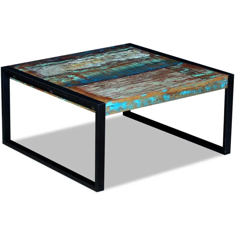 Table basse Bois de récupération massif 80x80x40 cm - 5