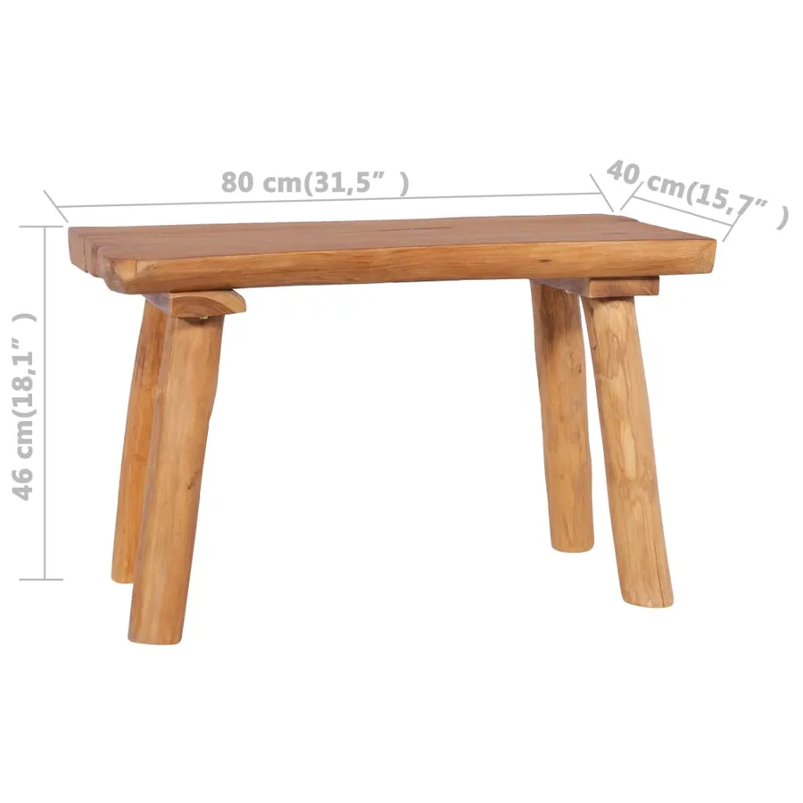 Banc de jardin 80 cm Bois de teck massif - 6