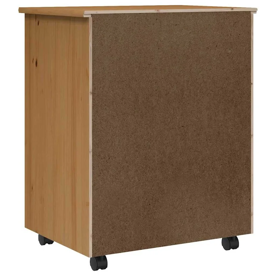 Armoire roulante avec tiroirs MOSS bois de pin marron miel - 6