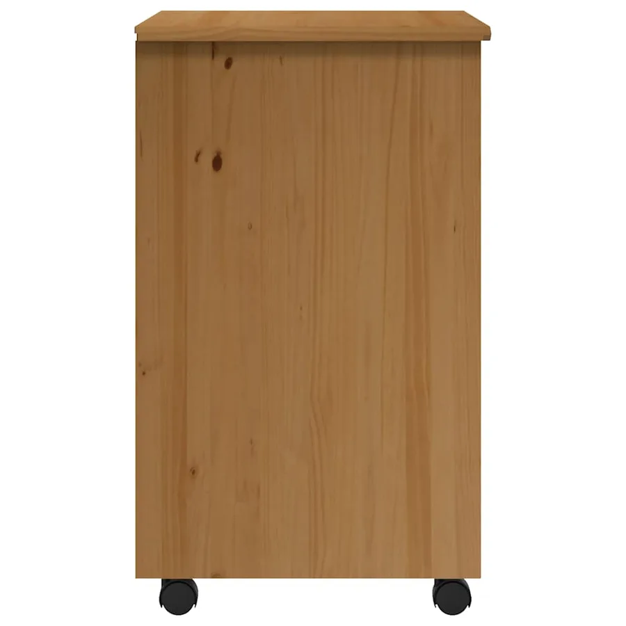 Armoire roulante avec tiroirs MOSS bois de pin marron miel - 7