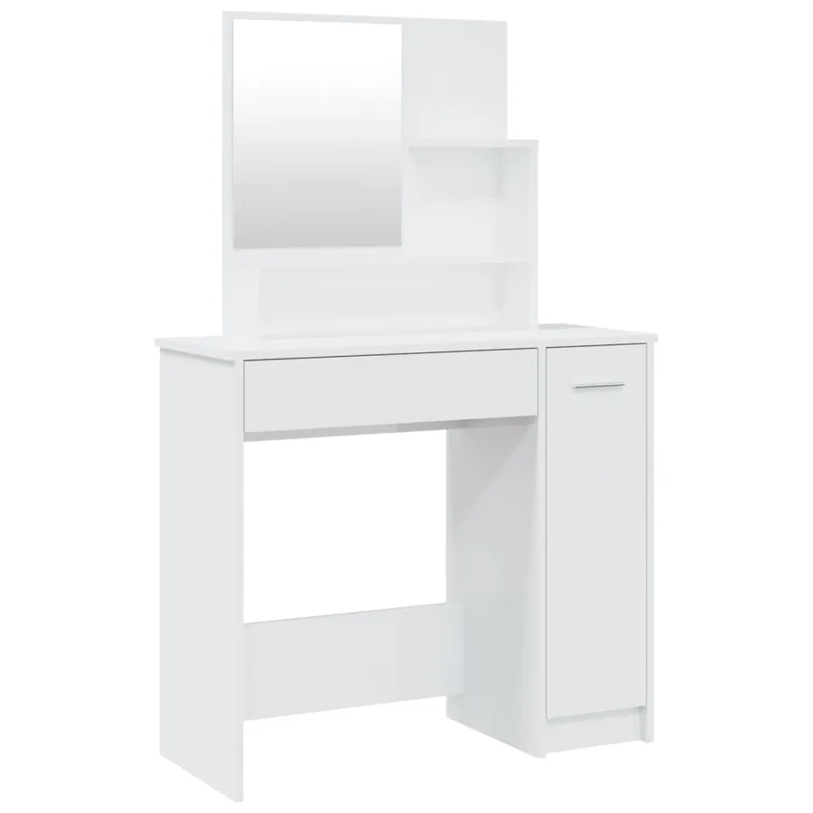 Coiffeuse avec miroir blanc brillant 86,5x35x136 cm - 2