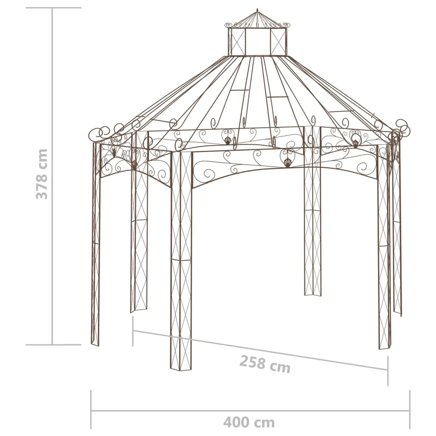 Pavillon de jardin Marron antique 400x258x378 cm Fer - 6