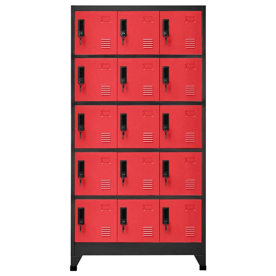 Armoire à casiers Anthracite et rouge 90x40x180 cm Acier - 2