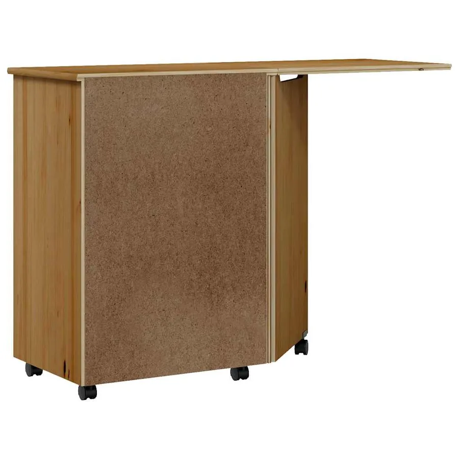 Armoire roulante avec bureau MOSS marron miel bois de pin - 7