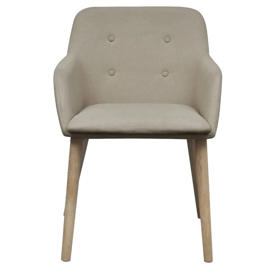 Chaises à manger lot de 6 beige tissu et chêne massif - 3