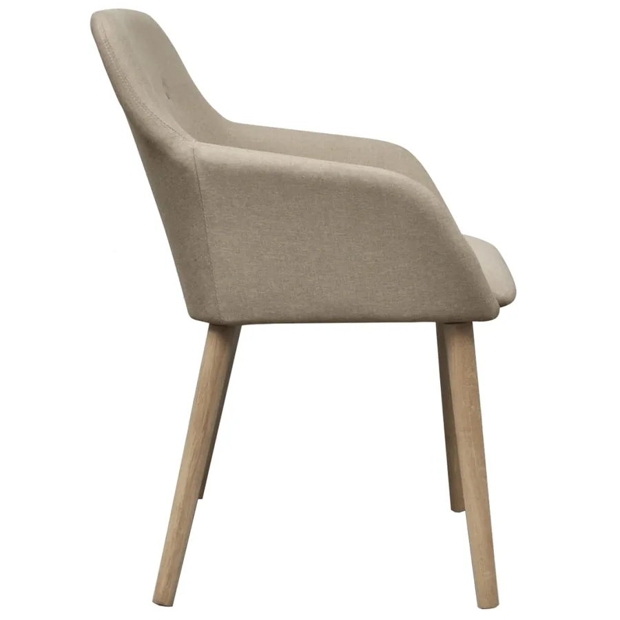 Chaises à manger lot de 6 beige tissu et chêne massif - 4
