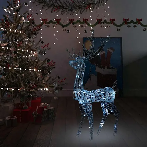 Renne de décoration de Noël Acrylique 140 LED blanc froid 128 cm