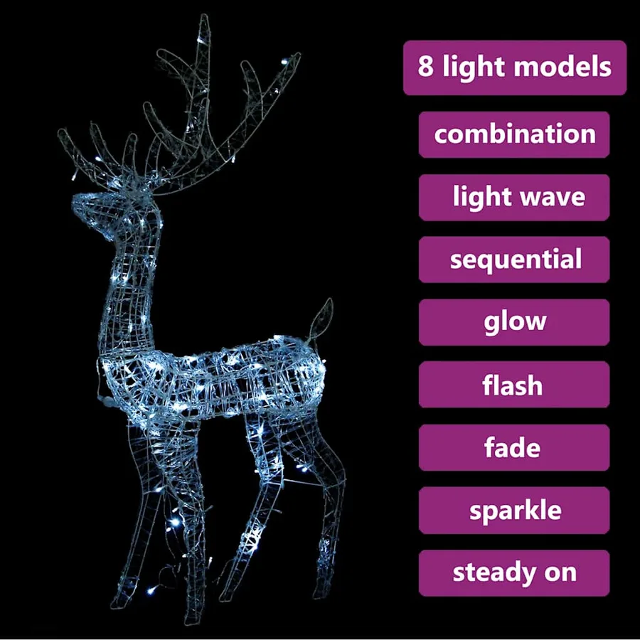 Renne de décoration de Noël Acrylique 140 LED blanc froid 128 cm - 6