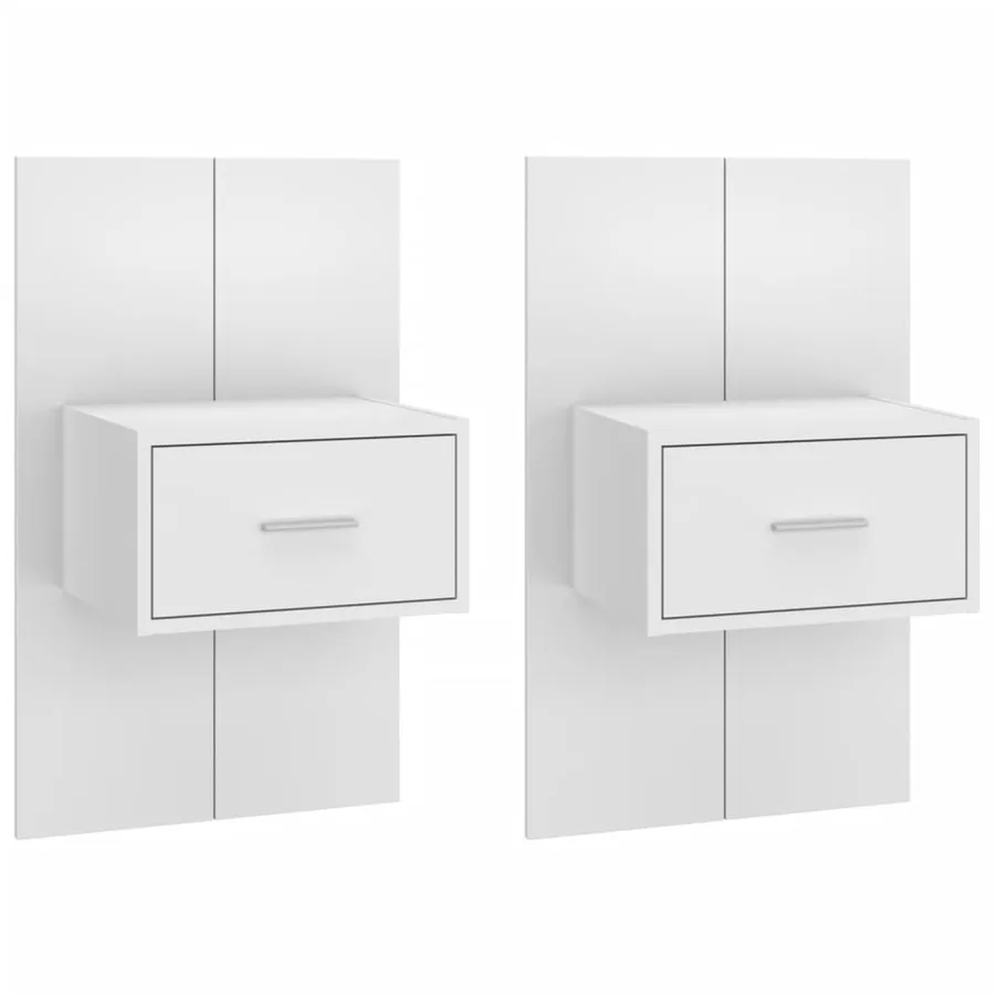 Tables de chevet murales 2 pcs Blanc - 2
